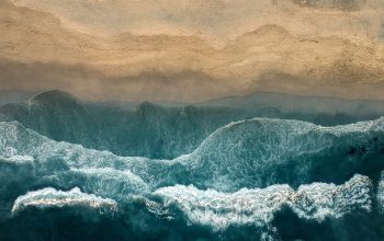 Wallpaper Aerial Photo of Sea Water and Seashore