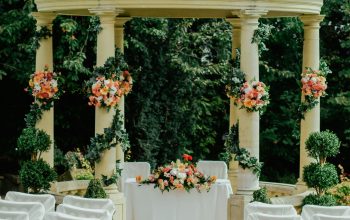 Wallpaper Gray and Beige Gazebo Near Green Leafed Tree