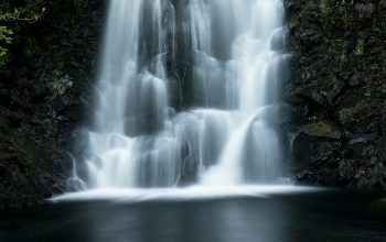 Wallpaper Waterfall Between Brown Soils