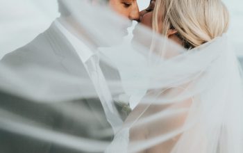 Wallpaper Groom and Bride About to Kiss During Daytime