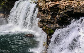 Wallpaper Waterfalls Surrounded by Trees
