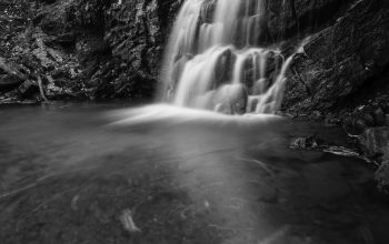Wallpaper Grayscale and Aerial View Waterfall Photography