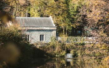 Wallpaper Concrete House Beside River