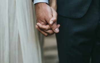 Wallpaper Man in Suit Holding Hands with Woman in White Skirt