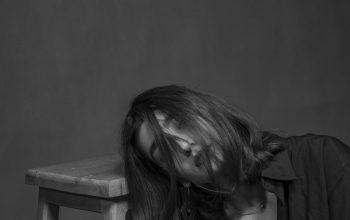 Wallpaper Grayscale Woman Beside Chair