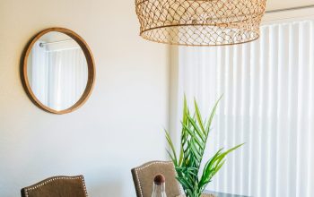 Wallpaper Green-Leafed Palm Plant and Round White Plant Pot