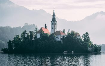 Wallpaper White Concrete House Beside Body of Water