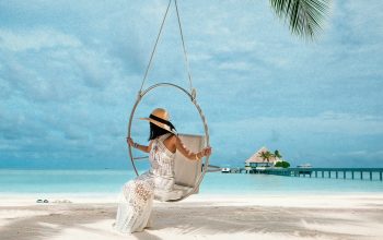 Wallpaper Woman in White Dress Sitting on a Swing