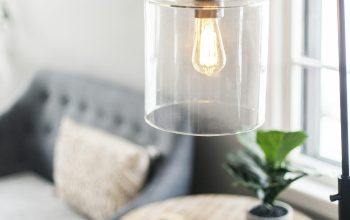Wallpaper Clear Glass Lamp on Table