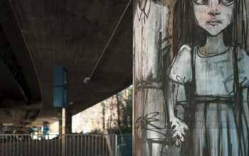 Wallpaper Woman in Dress Holding Book Graffiti