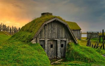 Wallpaper Brown Wooden House on Green Grass Field During Sunset