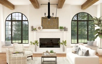 Wallpaper White Sofa Chair Near Fireplace