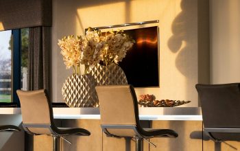 Wallpaper Black and Silver Chair Beside Black Flat Screen TV