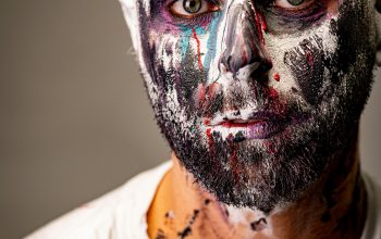 Wallpaper Man in White Crew Neck Shirt with Face Paint
