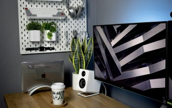 Wallpaper White Ceramic Mug on Brown Wooden Desk
