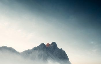 Wallpaper Snow Covered Mountain Under Cloudy Sky