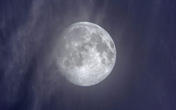 Wallpaper A Full Moon in a Dark Blue Sky