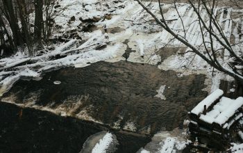 Wallpaper A Stream with Snow on the Sides