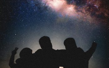 Wallpaper A Group of People Under the Night Sky
