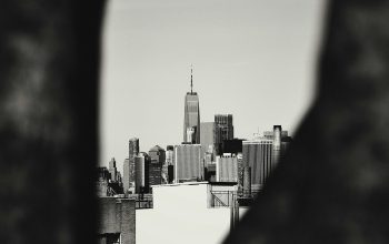 Wallpaper A Black and White City Skyline