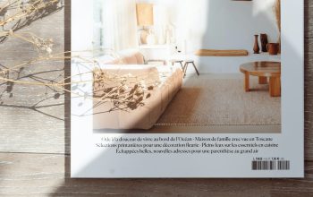 Wallpaper Magazine on Wooden Table