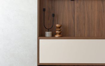 Wallpaper A Flat Screen TV Mounted on a Wooden Wall