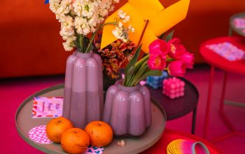 Wallpaper Flowers and Decor Brighten Up Colorful, Styled Side Tables