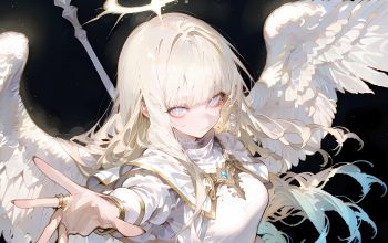 Wallpaper Anime Girl Angel Wings Blonde