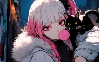 Wallpaper Anime Girl Black Cat