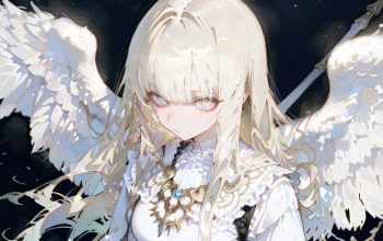 Wallpaper Anime Girl Blonde Angel Wings