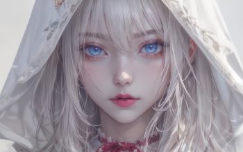 Wallpaper Anime Girl Blue Eyes White Hair