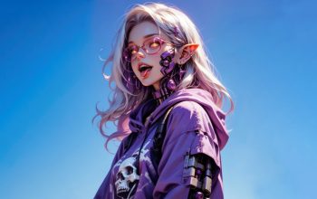 Wallpaper Anime Girl Cyberpunk Elf