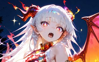 Wallpaper Anime Girl Dragon Horn Wings