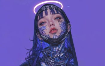 Wallpaper Anime Girl Face Tattoo Mask Nun