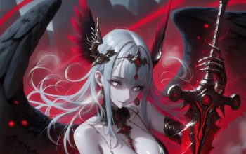 Wallpaper Anime Girl Fantasy Warrior Sword Wings
