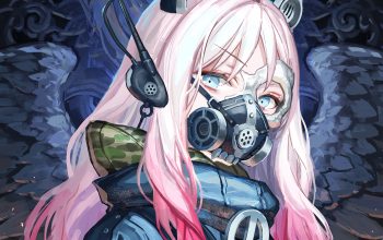 Wallpaper Anime Girl Gas Mask Sci-Fi Digital Art
