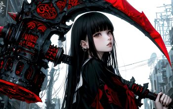 Wallpaper Anime Girl Hammer Scythe