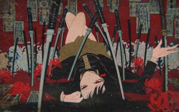 Wallpaper Anime Girl Katana Red Eyes