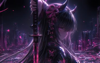 Wallpaper Anime Girl Kimono Katana Sword