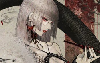 Wallpaper Anime Girl Kimono Smoking Pipe