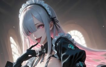 Wallpaper Anime Girl Maid White Hair