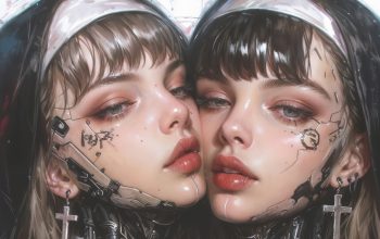 Wallpaper Anime Girl Nun Cyberpunk