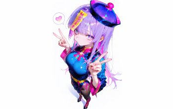 Wallpaper Anime Girl Purple Hair Jiangshi