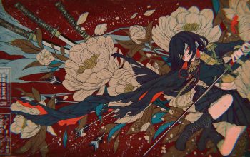 Wallpaper Anime Girl Red Eyes Katana