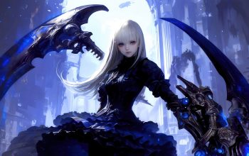 Wallpaper Anime Girl Scythe Fantasy Warrior