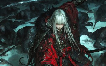 Wallpaper Anime Girl Sword Battle Fantasy