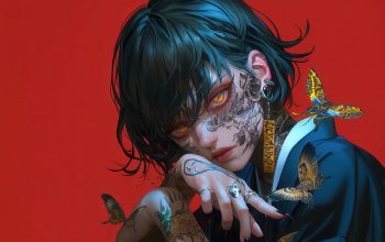Wallpaper Anime Girl Tattoo Butterfly