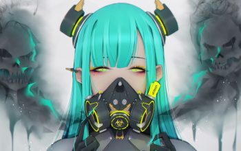 Wallpaper Anime Girl Toxic Gas Mask Sci-Fi