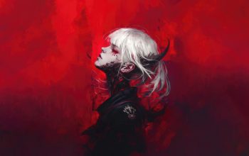 Wallpaper Anime Girl White Hair Cyberpunk