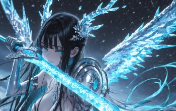 Wallpaper Anime Girl Wings Sword Fantasy